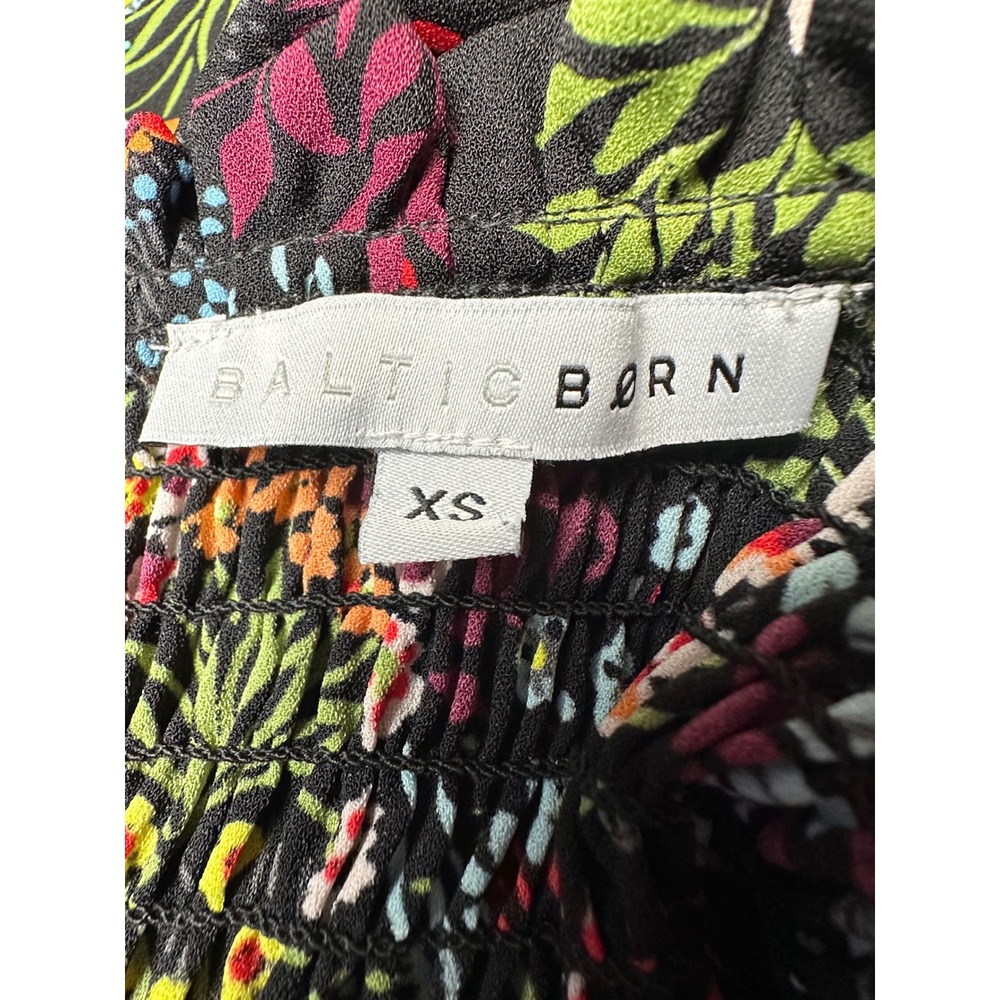 Baltic Born Lena Tiered Midi Dress Floral Black XS Cottagecore Wedding Guest - Picture 3 of 13